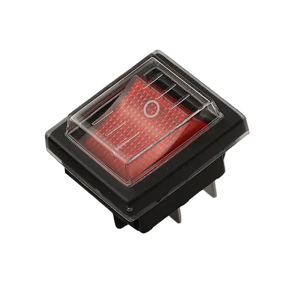4PIN Rocker Switch Red LED Indicator Tool-Free Connection Brass Terminals 30A Power Switch For Welding Machines