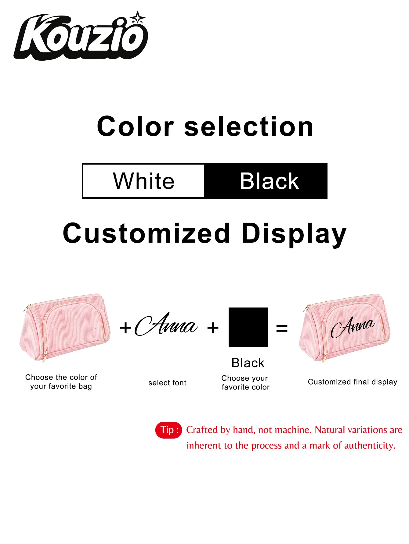 Custom Name Heat Transfer Corduroy Pencil Case Personalized Zipper Pen Bag Large Capacity Stationery Organizer Back to School view 5