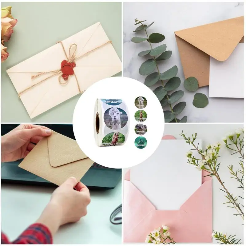 子供のためのインスピレーションステッカー、漫画の動物の確認ステッカー、教室のステッカー、楽しい、流行、1インチ、500個/ロール