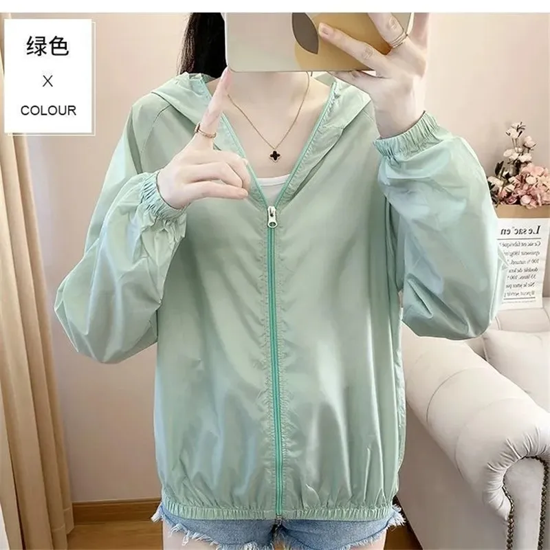 2024New Summer Sun Protection Clothing Jacket Women Thin Hooded Outerwear Female Movement Korean Tide Sunscreens Coat Ladies Top