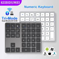 Dual Bluetooth Numeric Keypad 2.4Ghz Wireless Keyboard K35 Digital Keyboard 300mAh Rechargeable Numpad for IOS Android Windows