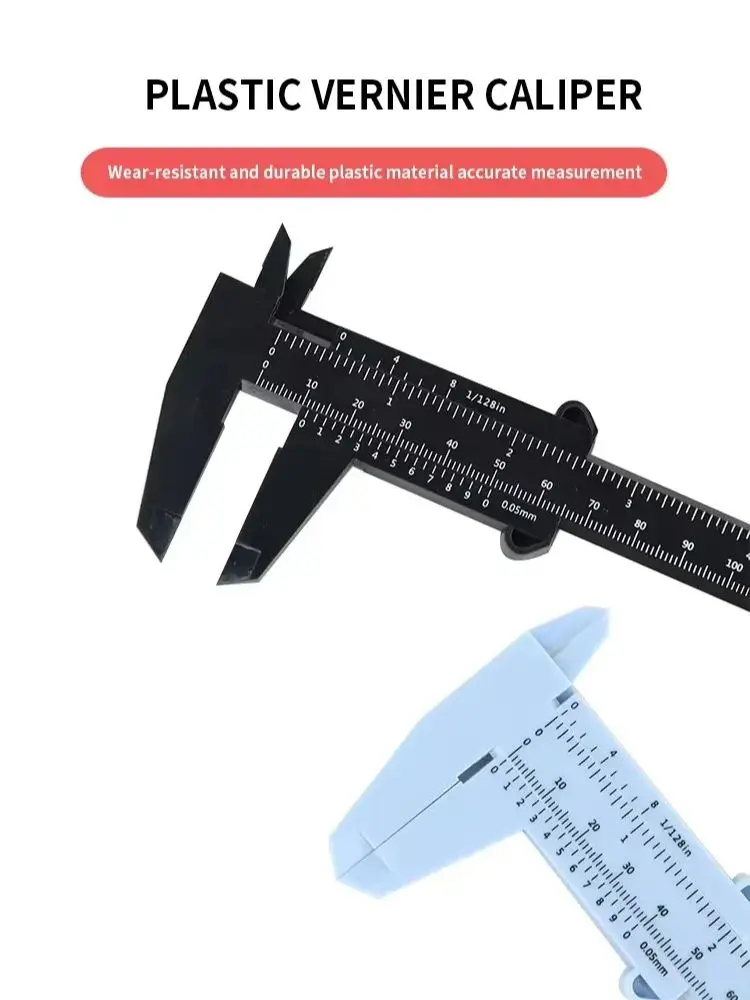 0–150/0–80 mm Kunststoff-Messschieber, Mini-Doppelskala, Lineale, Messlineal, Innentiefe, Durchmesser – Detail 3