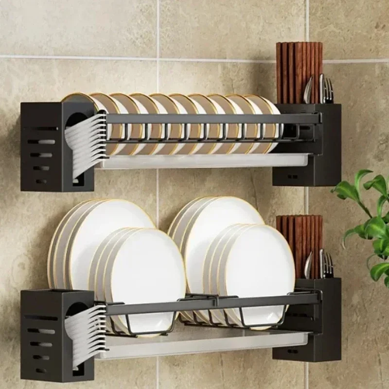 

Stainless Steel Bowl Wall Dish Drainer Rack Plate Storage Drying Tray Kitchen Organizer Hanging Holder Refrigerator Organizer