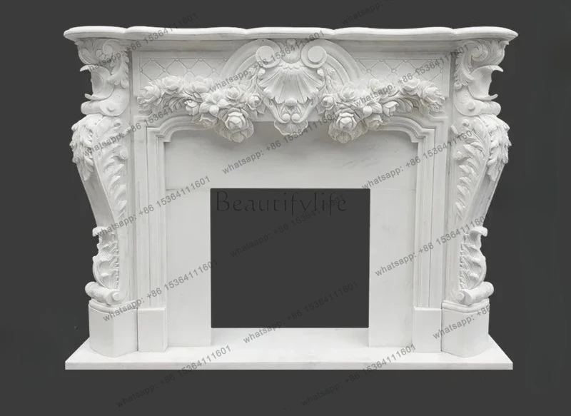 

Marble fireplace natural stone fireplace European carved jazz white stone fireplace cabinet
