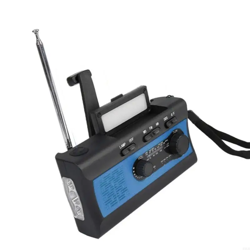 

R9UB Emergency Weather Radio Solar Power 4000mAh Backup Battery Hand Cranked Charging NOAA Alerts Flashlight For Camping
