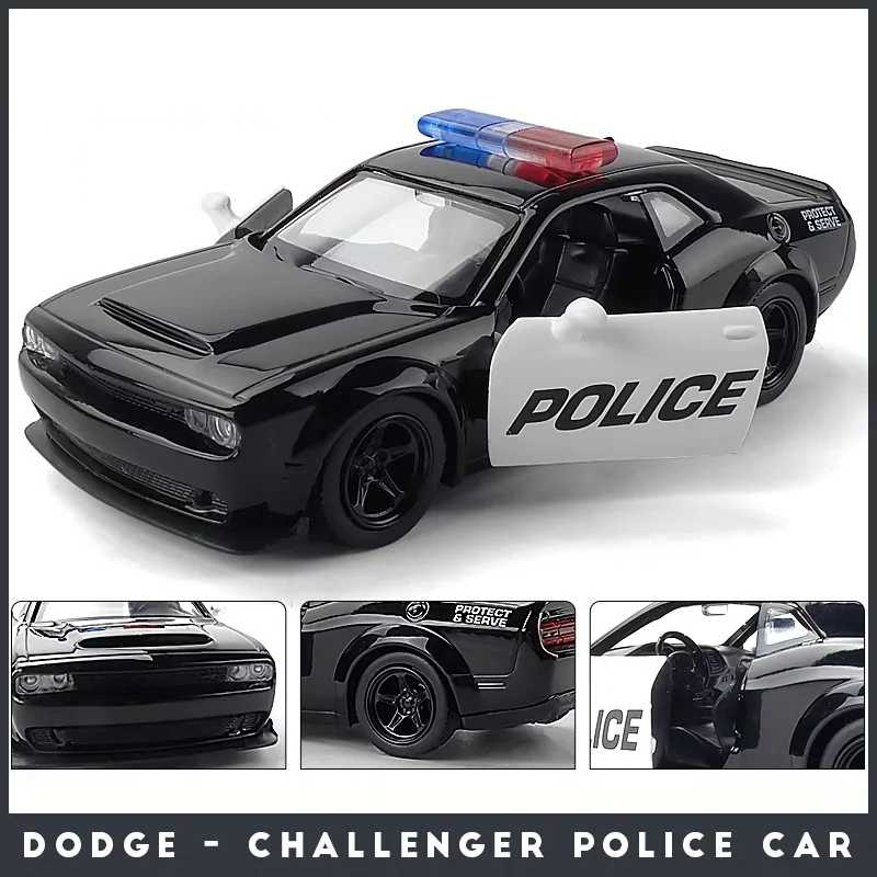 American Police Car Dodge Challenger Ford Mustang Simulation Exquisite Diecasts & Toy Vehicles RMZ city 1:36 Alloy Car Model