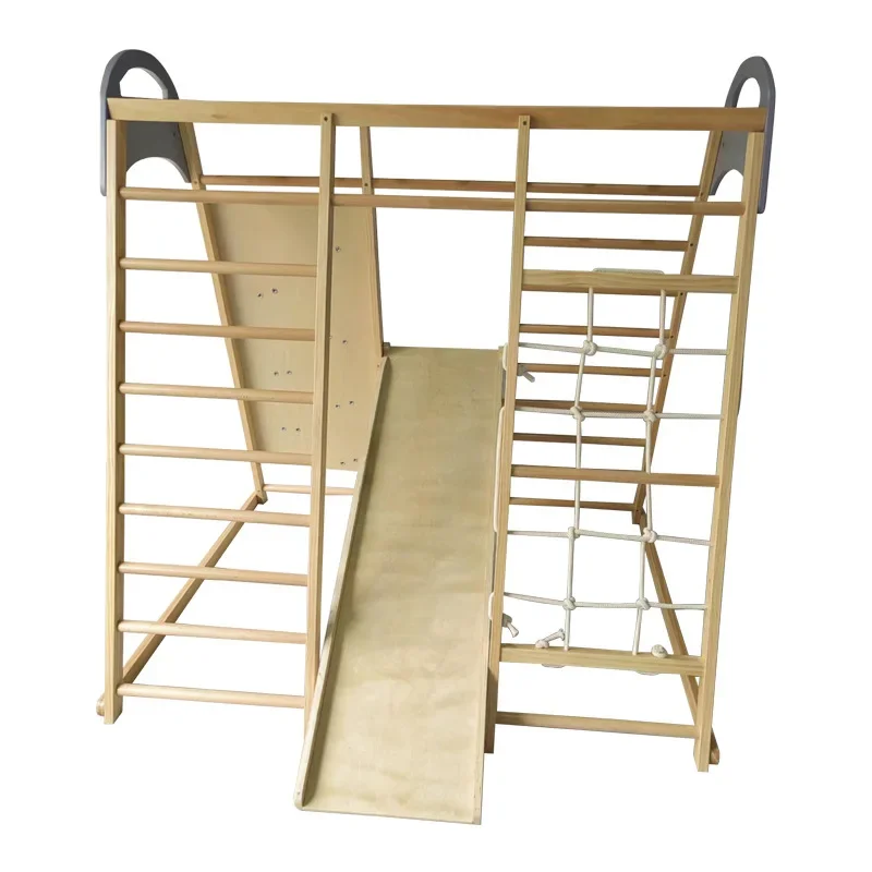 Kindergarten amusement equipment wooden climbing frame home small swing sensory training slide