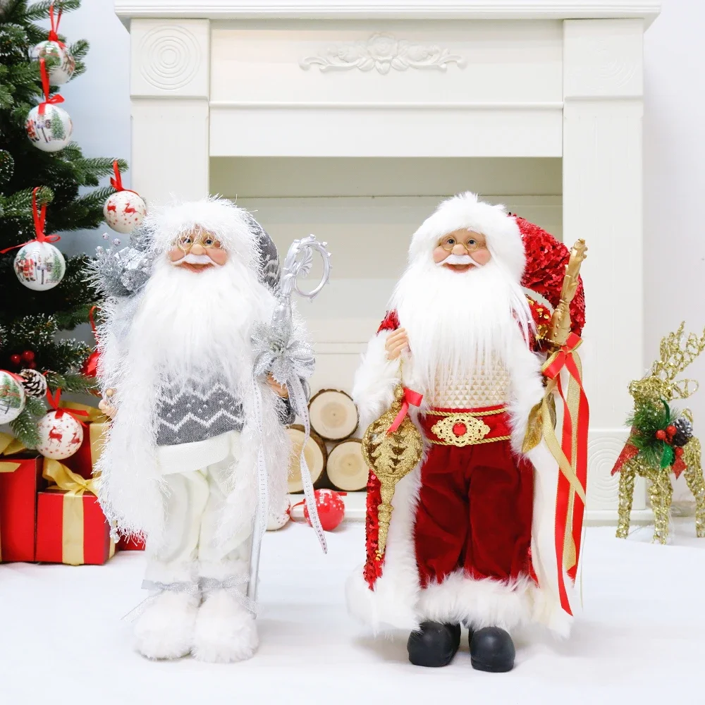 Big Santa Claus Plush Dolls Standing Christmas Tree Decoration Figures Gift Kids New Year Home House Ornaments Decor Navidad