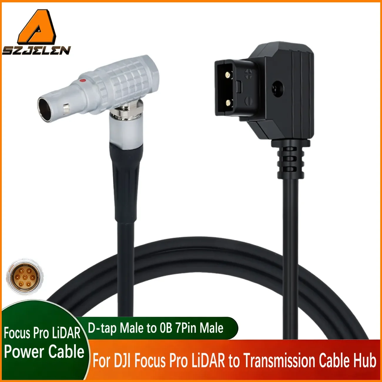 D-tap/0B 2Pin/RS 3Pin to 0B 7Pin Male Power Cable for DJI Focus Pro LiDAR to Transmission Cable Hub