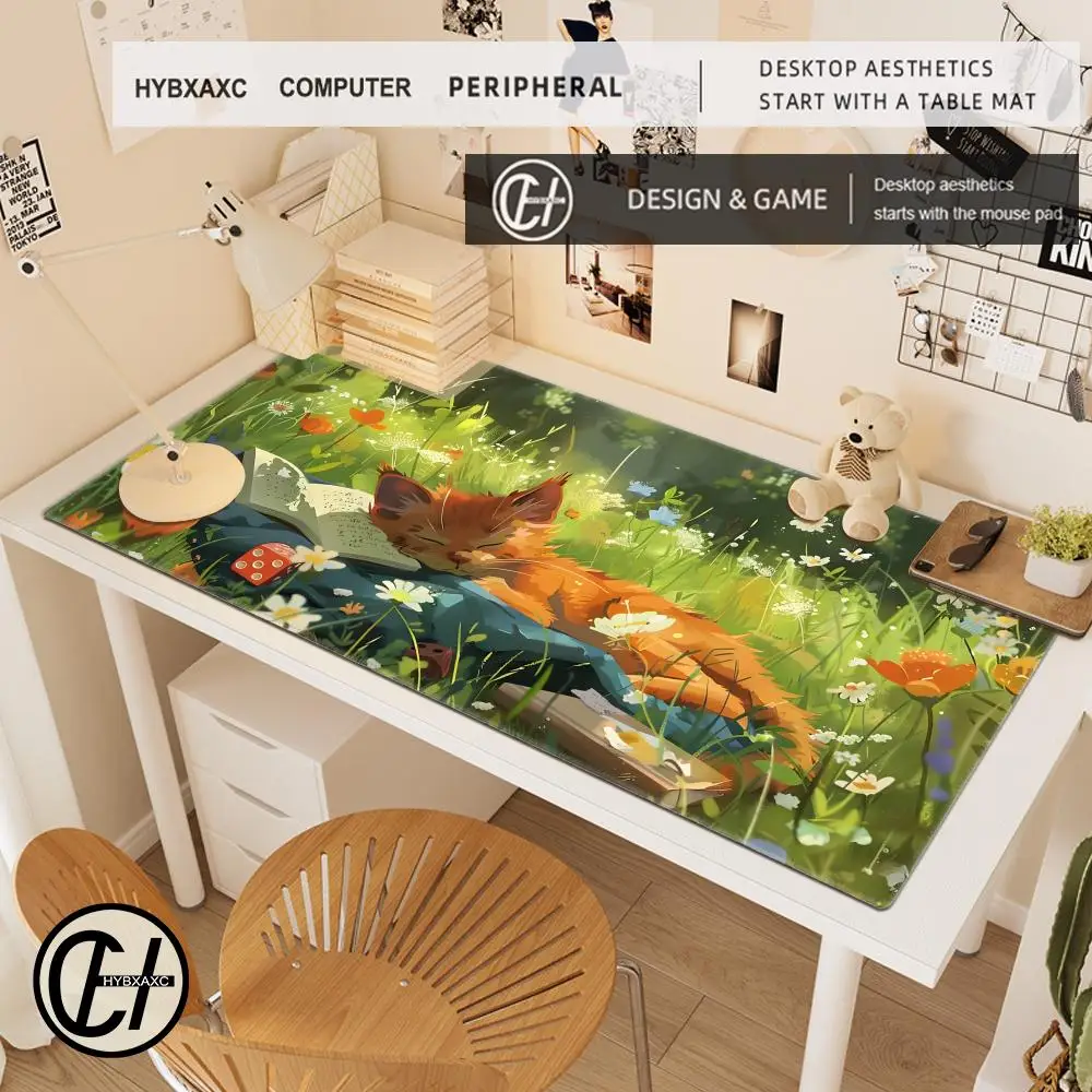 Sleeping Orange Cat Mouse Pad Large Rubber Base Anti-slip PC Desk Accessories Mousepad for Office&Gamer Keyboard Mats Decor Mat