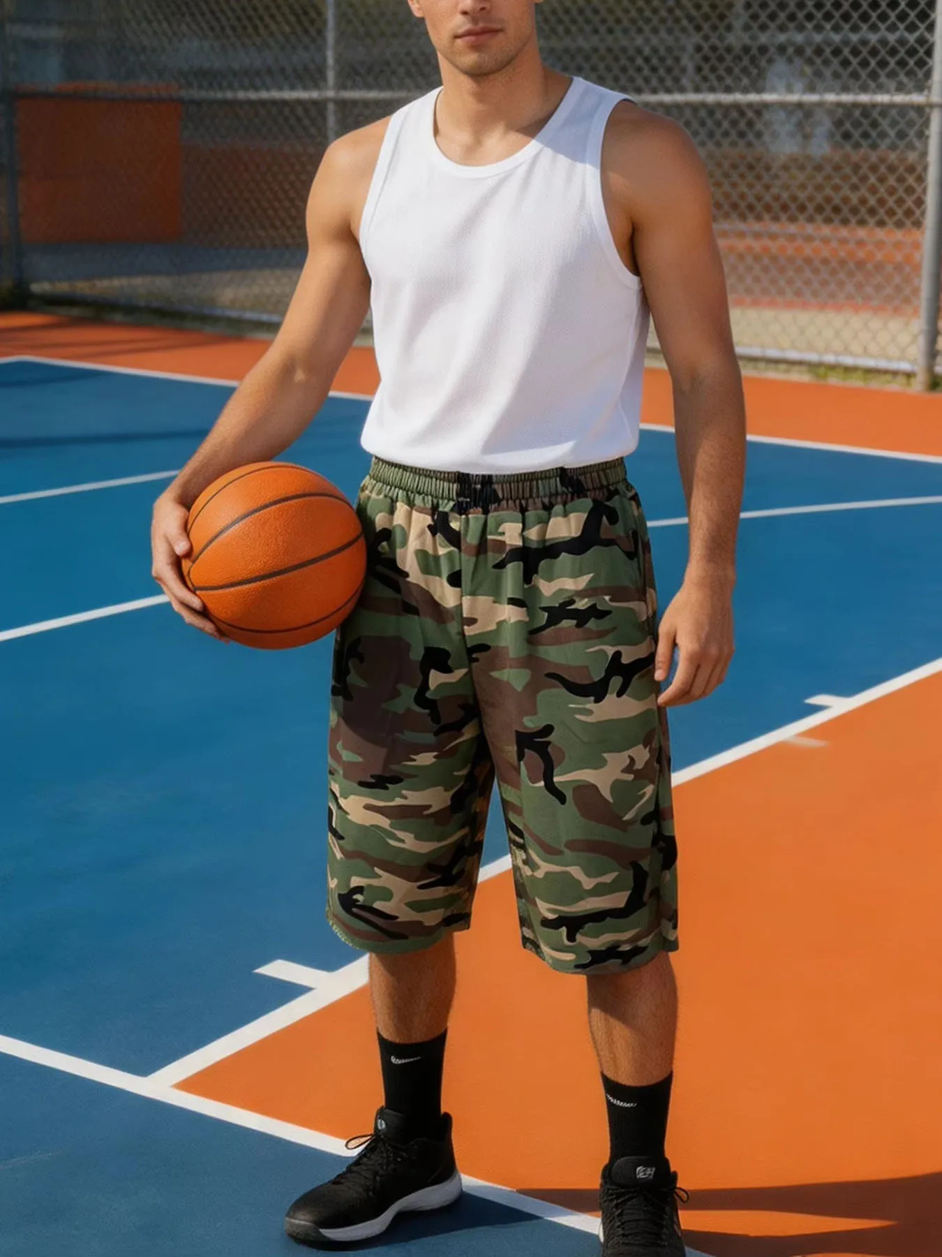 2026 Spring and Summer Y2K Retro Street Sports Loose Camouflage Solid Color Capri Pants Trendy Breathable Casual Daily Bottoms