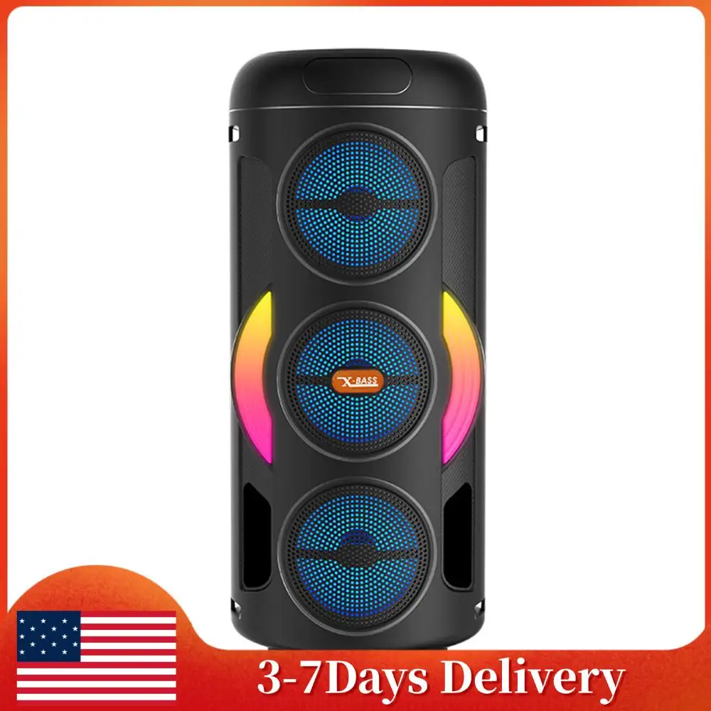 

Outdoor Speaker with Wired Microphone Portable Speaker Support TWS/AUX/USB/TF Card/FM Radio for Party Home Camping