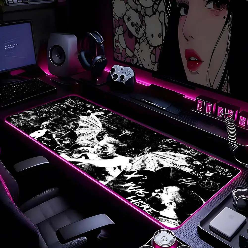 

Rapper X -XXXTentacion Mouse Pad Mousepad HD Printing Computer Gamers Locking Edge Non-slip RGB Mouse Pad XXL90x40cm Keyboard P