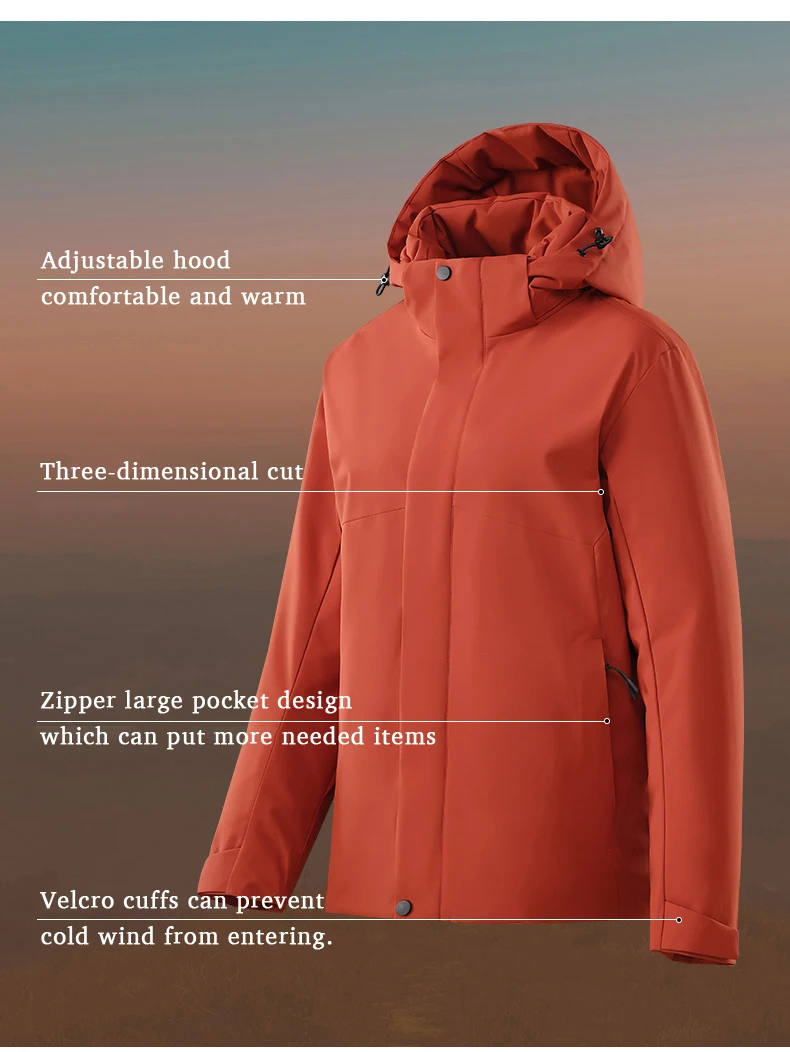 LNGXO Unisex Winter Warme Wasserdichte Jacke Wandern Klettern Trekking Skifahren Regenmantel Männer Frauen Winddichte Fleece Windjacke – Detail 5