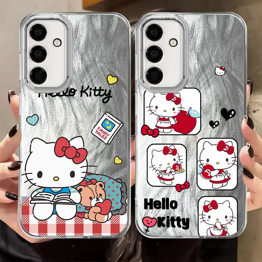 حافظة هالو كيتي اللطيفة لهاتف سامسونج جالاكسي A24 A33 A34 A13 A14 A35 A36 A15 A16 A26 A21s A23 A55 A51 A52 غلاف ناعم أسود