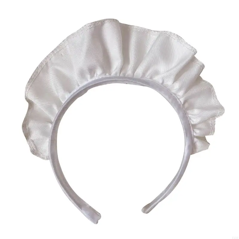 T5UF White Ruffle Headband Maid Hair Hoop Gorgeous Sweet Gothic Headdress Anime Cosplay Hair Accessories