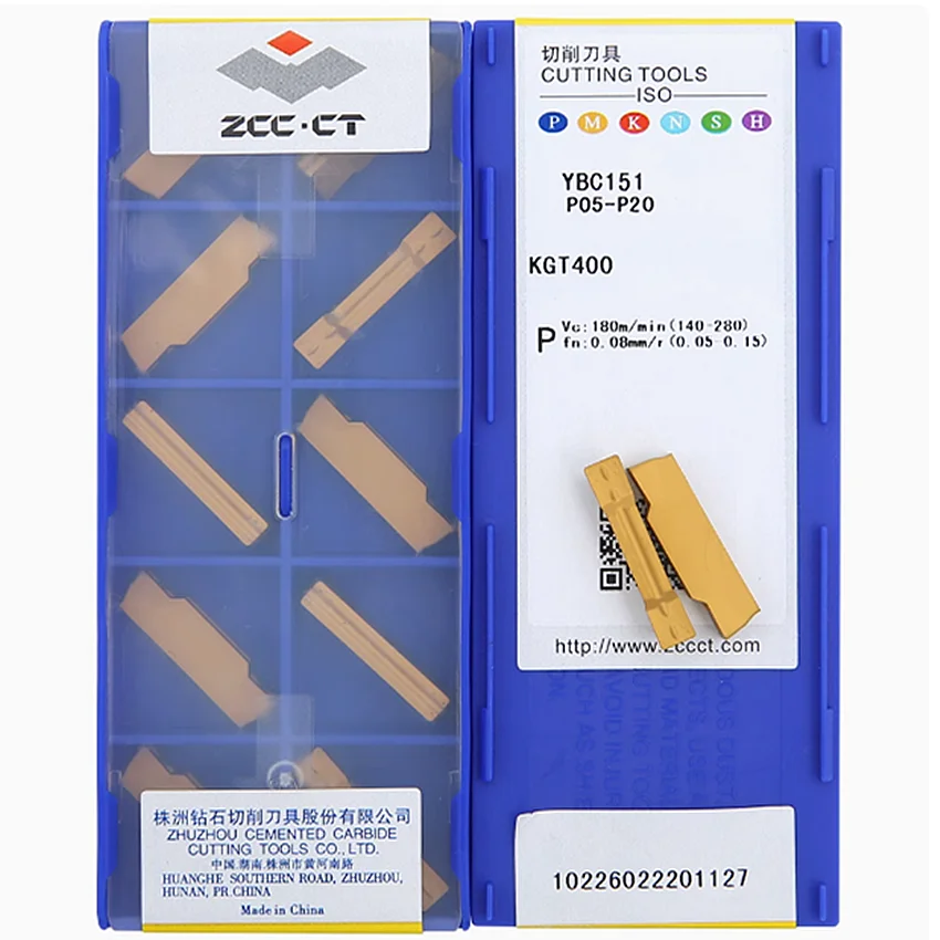 KGT250 YBC151/KGT300 YBC151/KGT400 YBC151/KGT500 YBC151/KGT600 YBC151 ZCC.CT CNC carbide inserts Cut-off slot inserts 10pcs/box