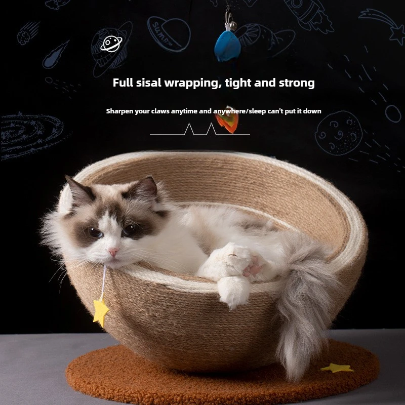 Sisal Fun Cat Scratching Bowl Creative Planet Cat Bed Solid Rocket Scratching Stick Non-Shedding Play and Sleep Cat cratcher