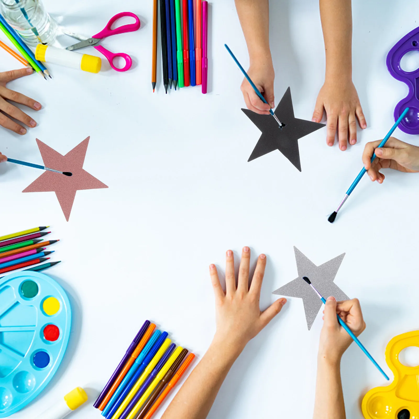 

30Pcs Colorful Pentagram Paper Cutouts Kindergarten Wall Decor Childrens DIY Craft Project School Classroom Blackboard Desk