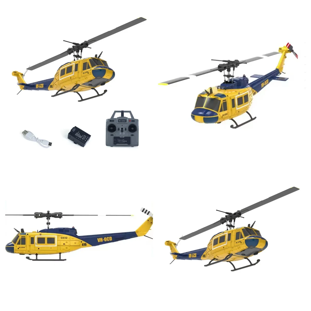 

1/48 RC Simulation C032 UH-1 Helicopter Remote Control Stunt Aircraft One Click 3D Flip Optical Flow Positioning Gift Toy