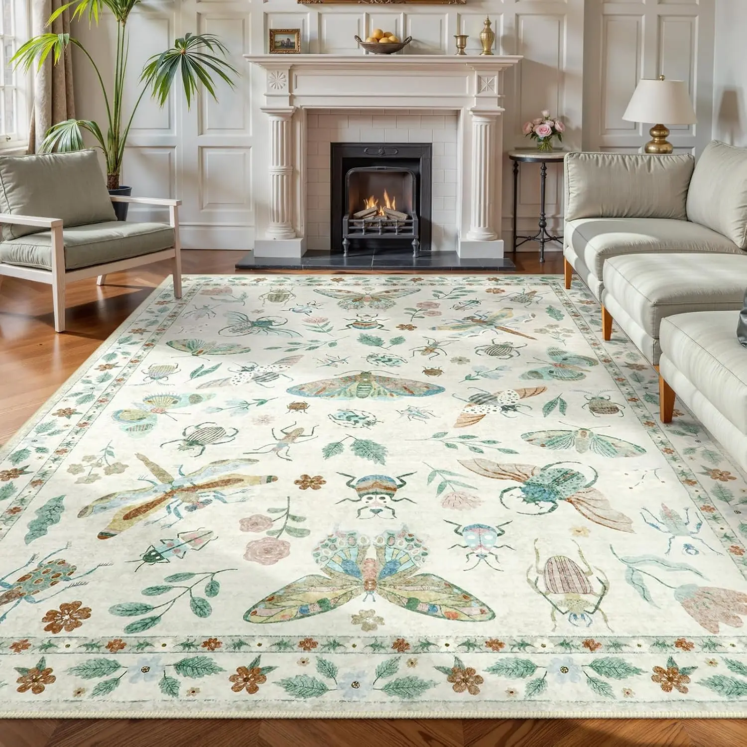 Modern Insect Print Area Rug Carpet Floor Mat Soft Washable Non Slip for Office Dining Bedroom Living Room Decorative Home Decor
