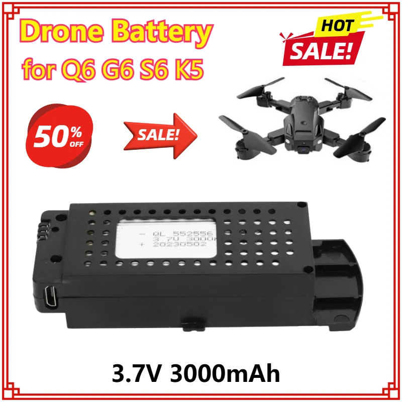 

3.7V 3000mAh Drone Battery for Q6 G6 S6 K5 RC Quadcopter Spare Parts for Q6 Rechargeable Li-po Battery Packs Wholesale