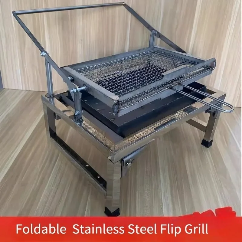 304 Stainless Steel Rotating BBQ Grill  360°  Turn Spit Roaster for Camping Chicken Fish Lamb  Home Use Ensuring Even Grilling