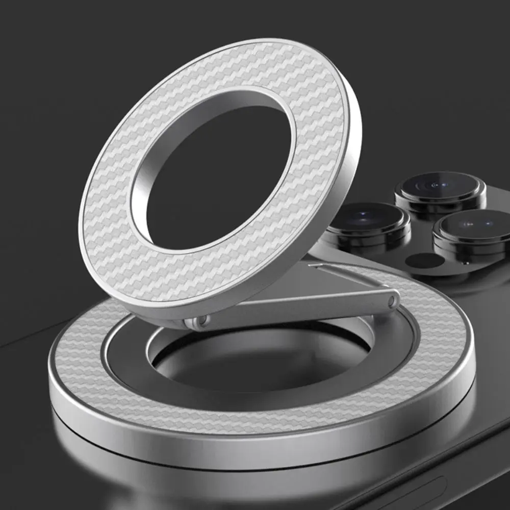 

Новый магнитный кольцевой держатель для телефона, складная двусторонняя подставка для ручки сотового телефона, вращающаяся подставка для телефона MagSafe из углеродного волокна