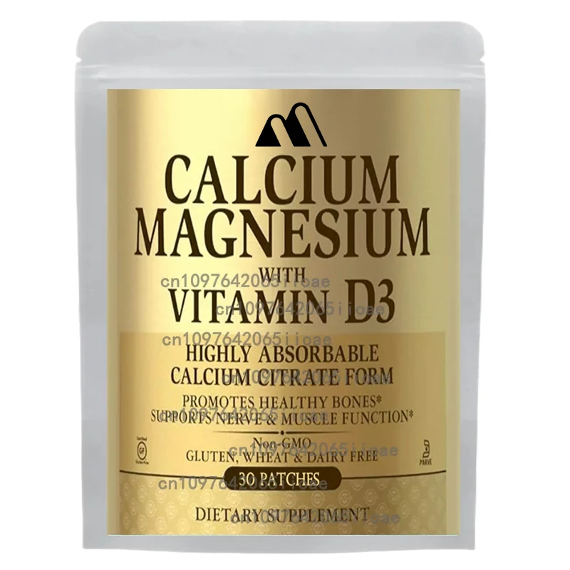 Calcium Magnesium Zinc Transdermal Patches with Vitamin D3 for Promotes Healthy Bone, Muscles, Calm Mood 30 Patches
