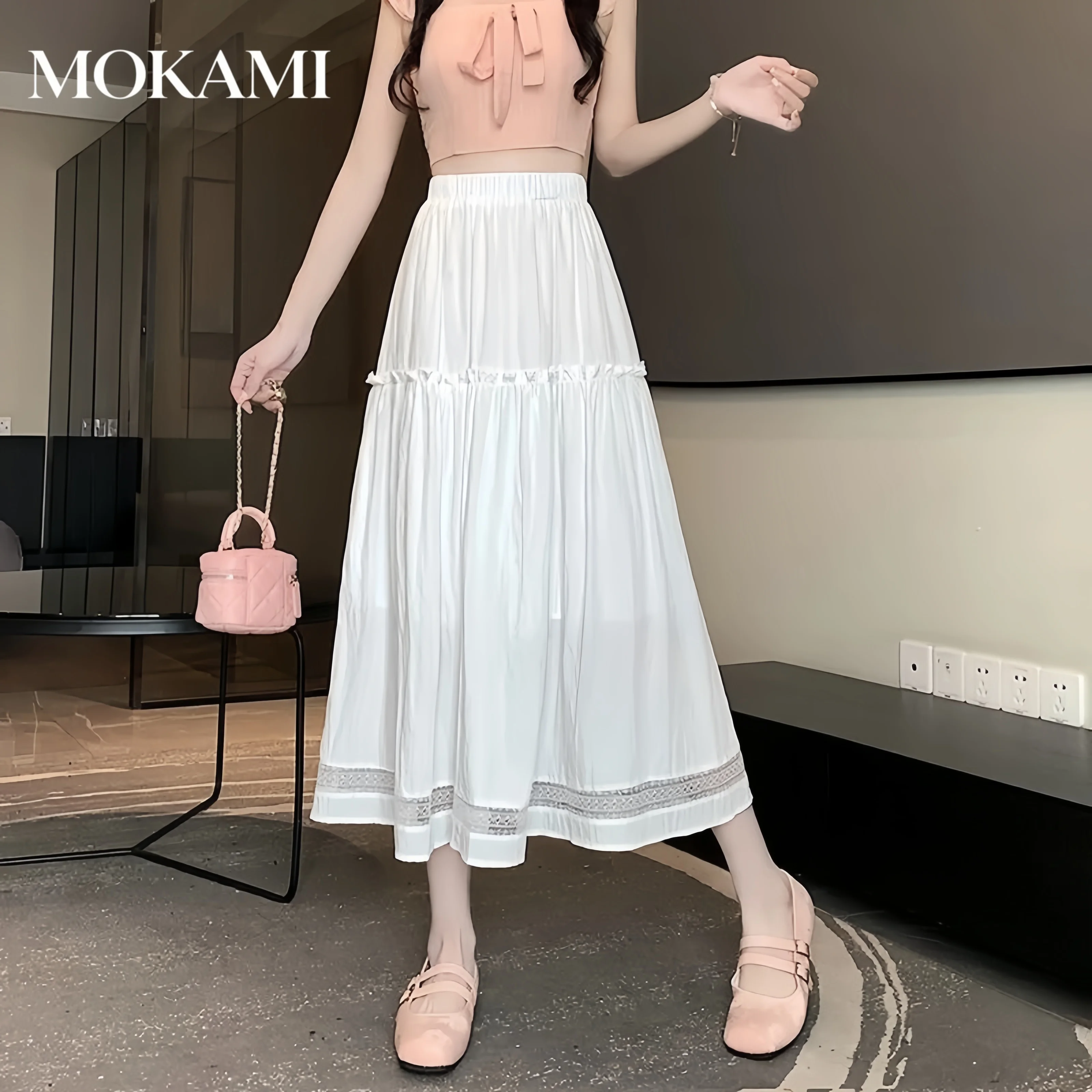 Women's High-Waisted A-Line Skirt Mid-Length Slimming Umbrella Skirt Half Body Slim Fit Skirts for Women