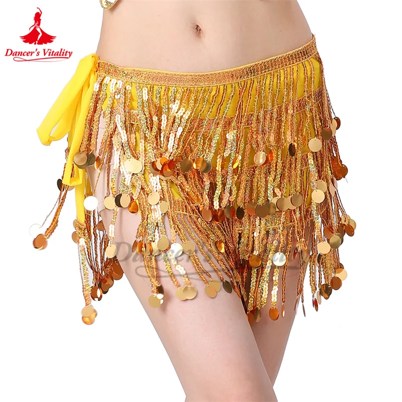 Belly Dance Belt for Women Daning Beads Waist Chain, 4-layer Sequins, Hip Scarf, Tassel Waistband, Belt Dance Performance Wear