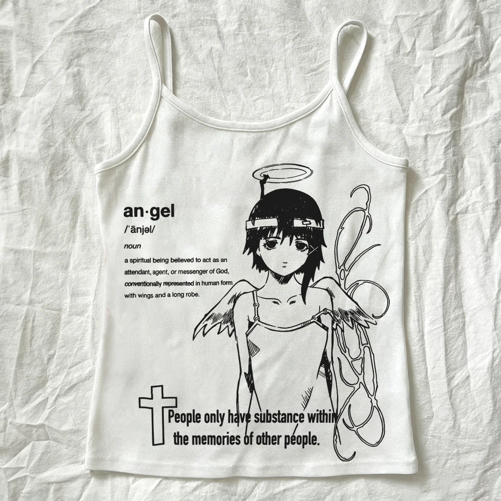 Crop Top Women's Clothes Y2k Kitty Anime Girls Harajuku Pattern Tank Top 2000s Top Women's 90s Tailored Clothes Retro Emo
