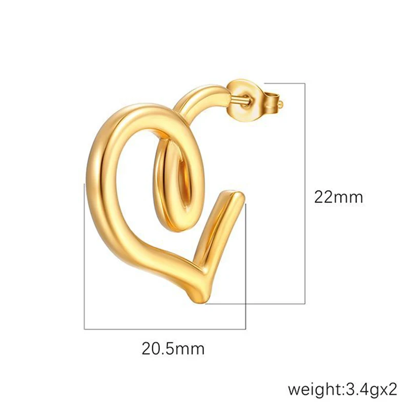 PAPERPLUS anting-anting emas tahan air wanita, anting-anting cinta baja tahan karat gaya Korea baru, perhiasan telinga geometris sederhana, pakaian sehari-hari tahan air 18K