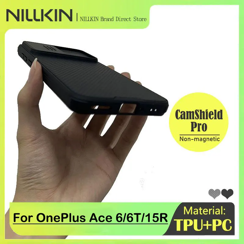 

Чехол NILLKIN для OnePlus Ace 6T/15R, раздвижная крышка камеры, защита конфиденциальности, объектив против царапин, противоударный чехол-бампер из ПК + ТПУ