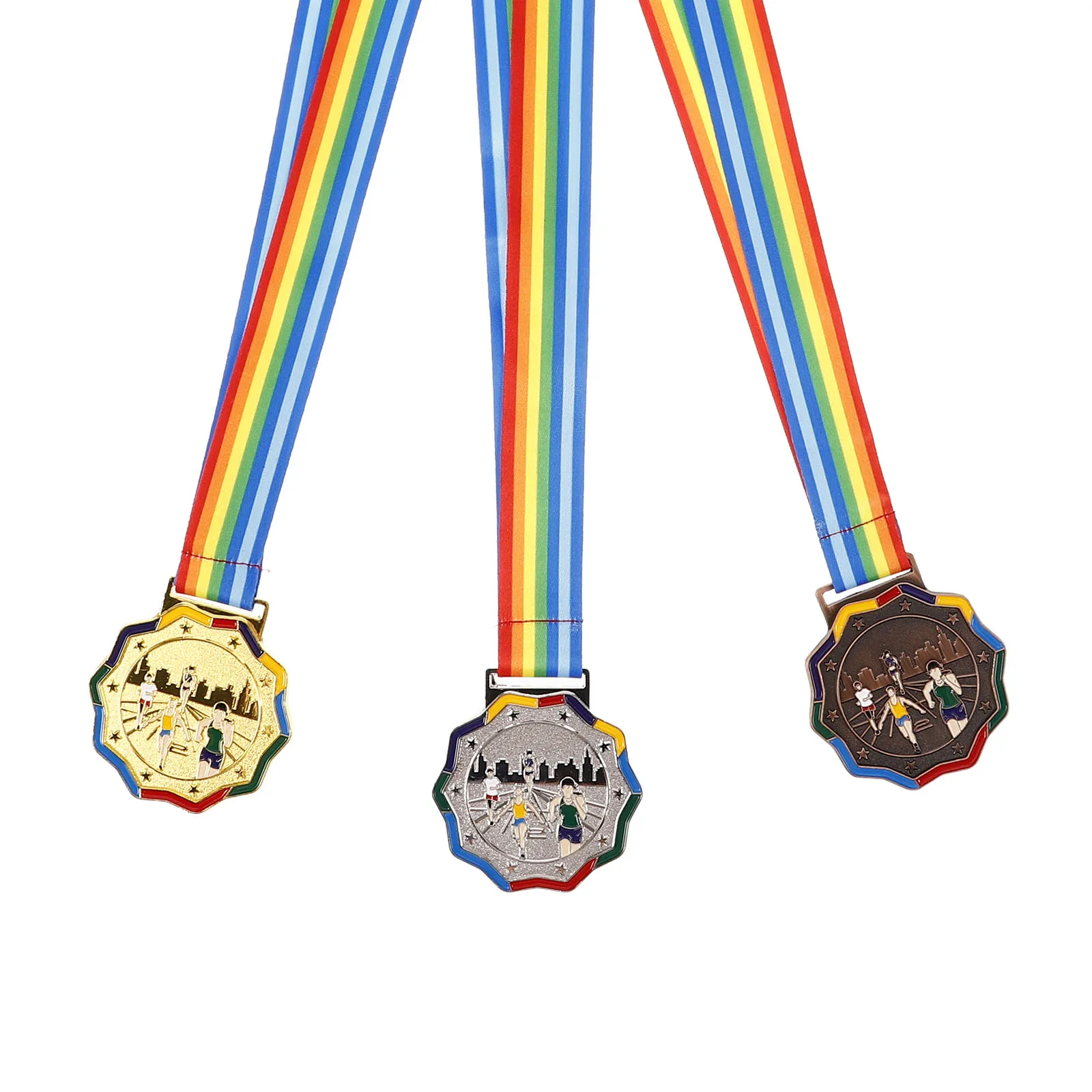 

3Pcs Running Award Medals Zinc Alloy Outdoor Sports Competition Hanging Medals Athletic Event Winner Medals