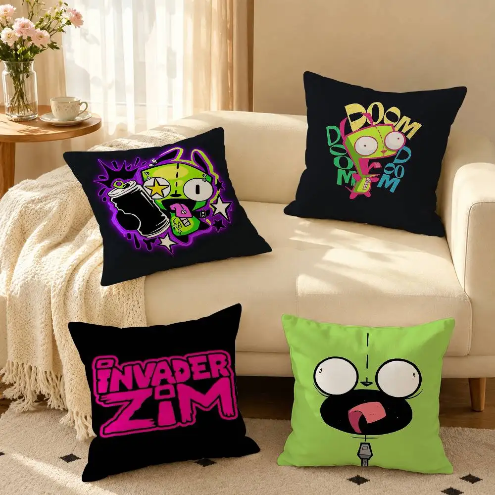 Cartoon Invader Zim Gir  Square Double-Sided printed Pillow Case Bedroom Bedside Pillow Sofa Cushion Cover