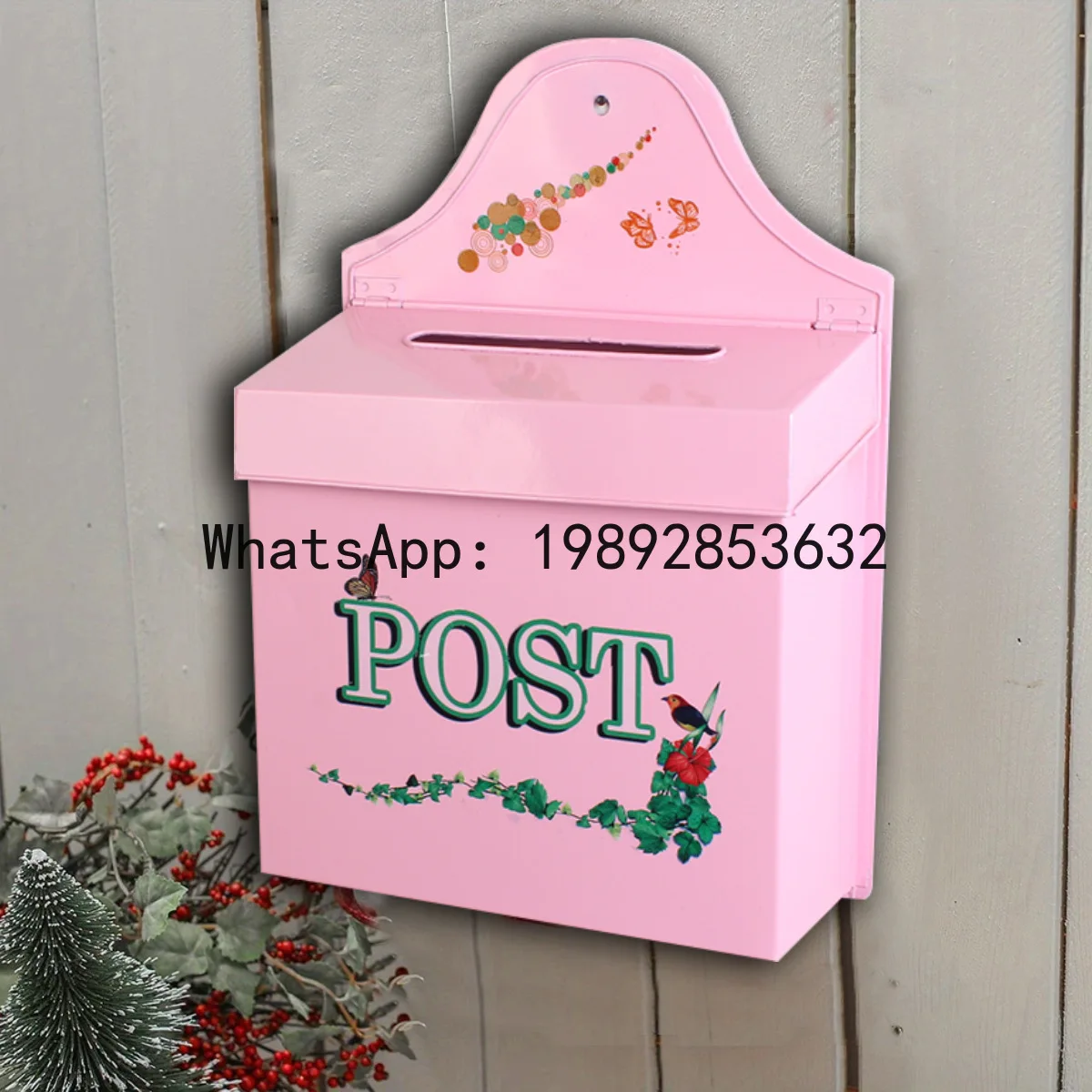 

Zz outdoor garden metal mailbox message post box wall mounted new year gift