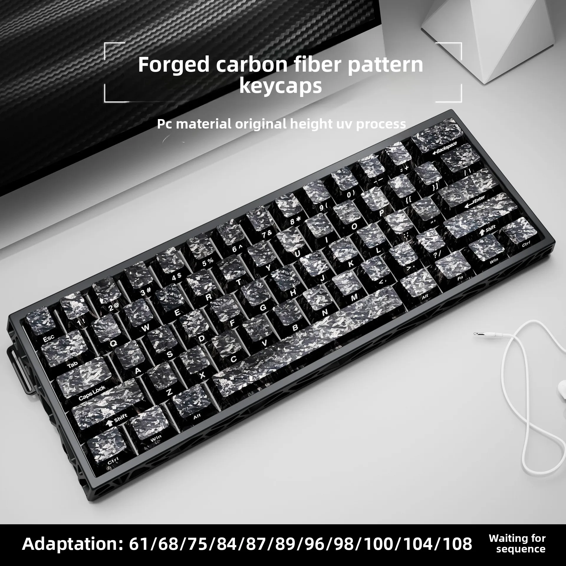 

Колпачки для клавиш с текстурой карбона, с боковой печатью под кованый карбон, профиль OEM, совместимые с механическими клавиатурами с магнитными переключателями