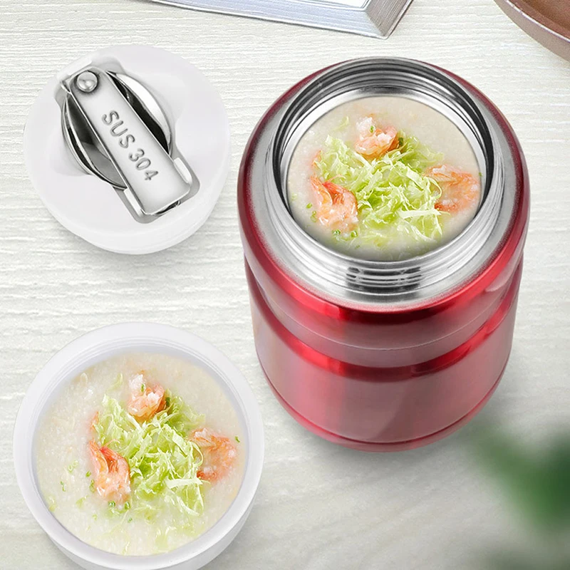 500/750ml Stainless Steel Food Container Food Thermal Jar With Spoon Insulated Soup Cup Lunch Box Food Thermos Bottle Stew Pot