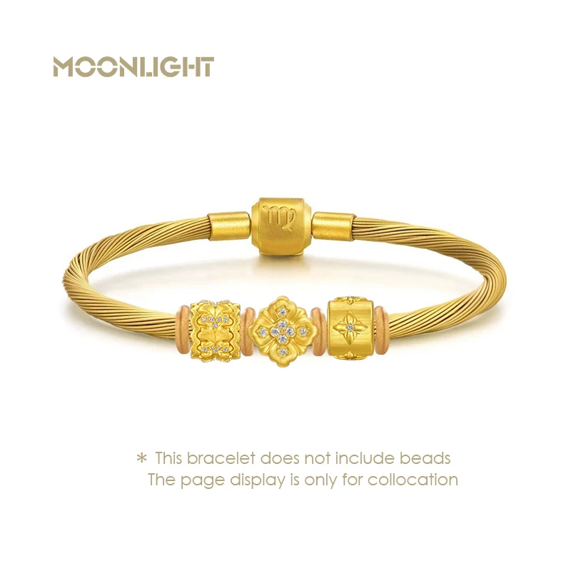 MOONLIGHT 12 Constellation Couple Bracelets Golden Twisted Steel Wire Bracelet for Women Leo Aries Gemini Aquarius Jewelry Gifts