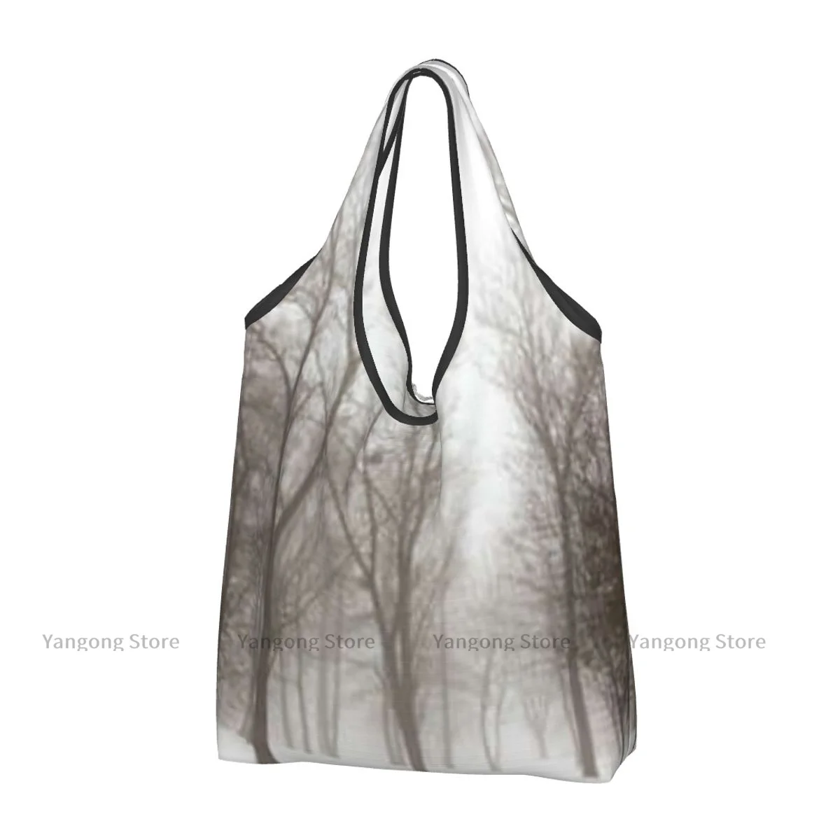 

Shopping Bag Mature Trees In Winter Snow Frosty Weather Eco-friendly Folding Reusable Shoulder Handbag for Travel Grocery Bag