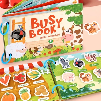 Montessori Baby Busy Book My First Quiet Book ตัวอักษรตัวเลขปริศนาจับคู่เกมการเรียนรู้การศึกษาของเล่นสําหรับเด็ก
