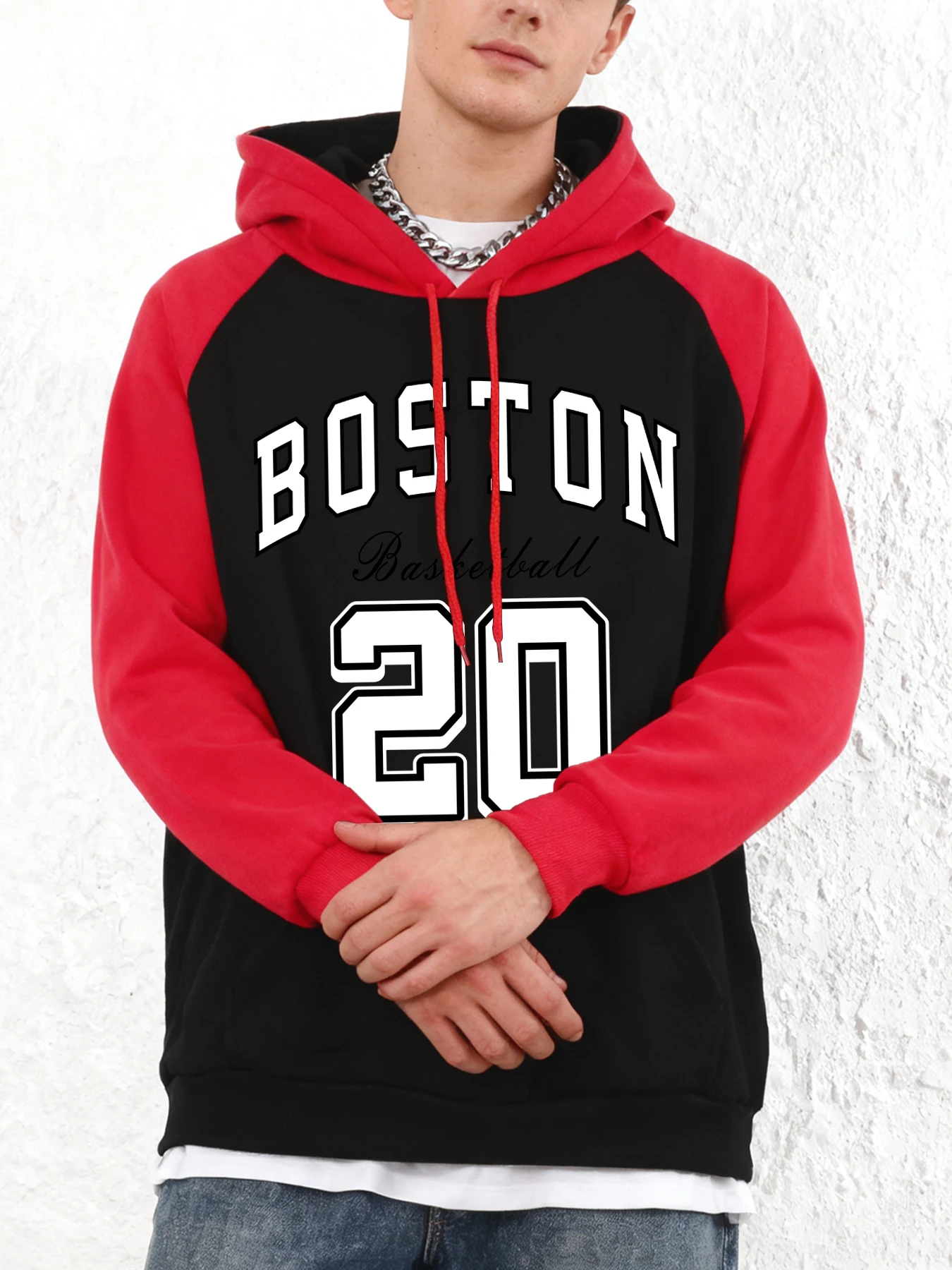 

Мужские толстовки Boston 20 Green Art Letter Pattern, осенние повседневные худи с рукавами реглан, свободные топы в стиле хип-хоп, мягкие универсальные худи для мужчин