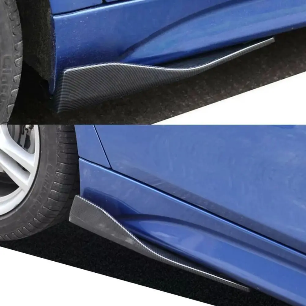 35/48cm Universal Fit Car Spoiler Lateral Bumper Rear Side Skirt Lip Rocker Wings Carbon Fiber Glossy Black Protection Trims view 3