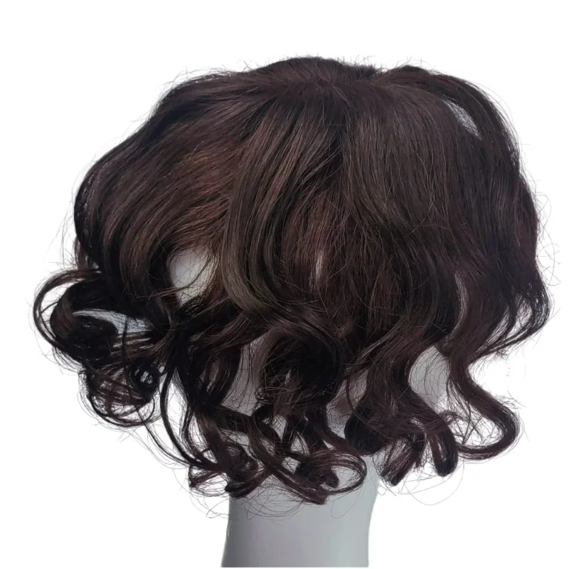 Curly Wavy Human Hair Clip-on Conical with Side Bangs Hair Tassel Women's Wig Hairpiece