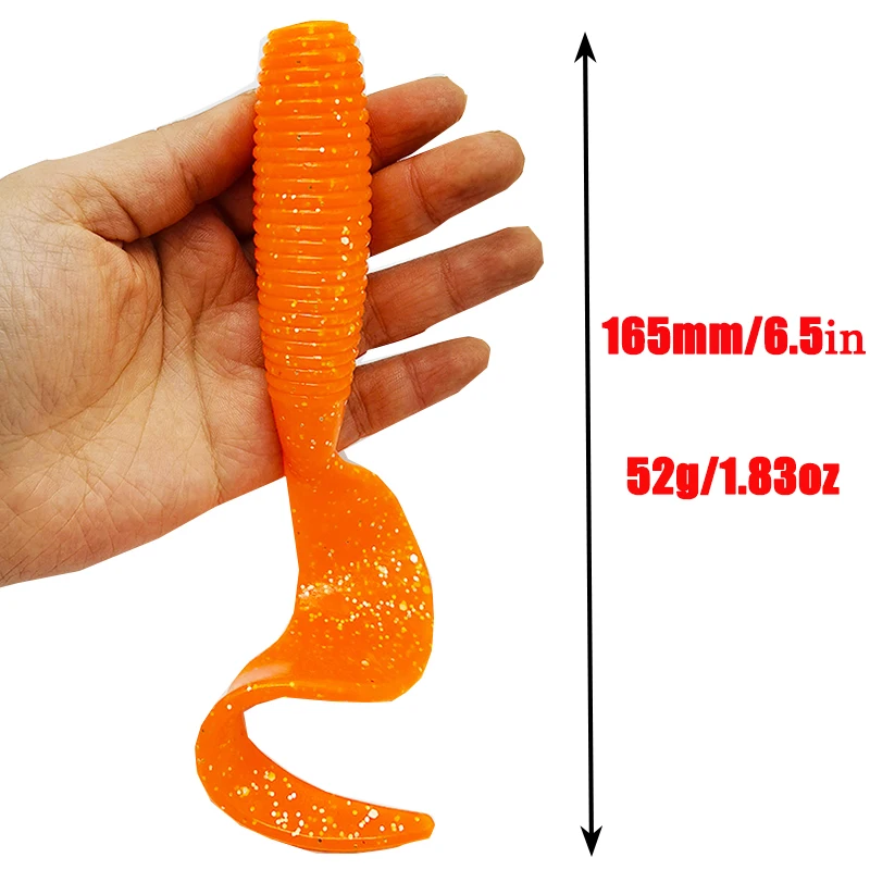 Iscas de pesca 165mm/6,5 pol./52g Isca artificial macia iscas baixo cauda equipamento de pesca