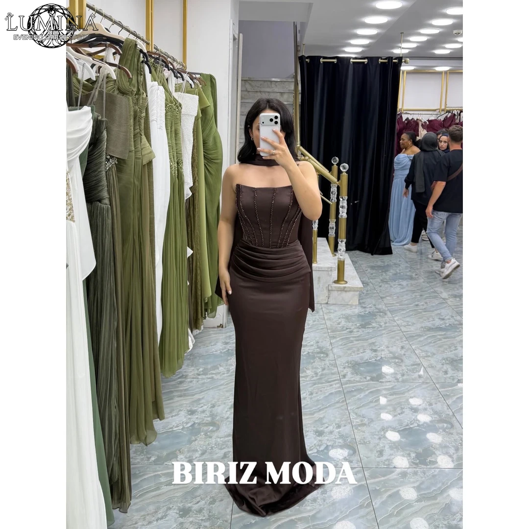 Lumina Customized Evening Dresses Elegant Party Dresses 2026 Elegant Woman Dress Strapless Shawl Fish Tail Sequins Sparkle Prom