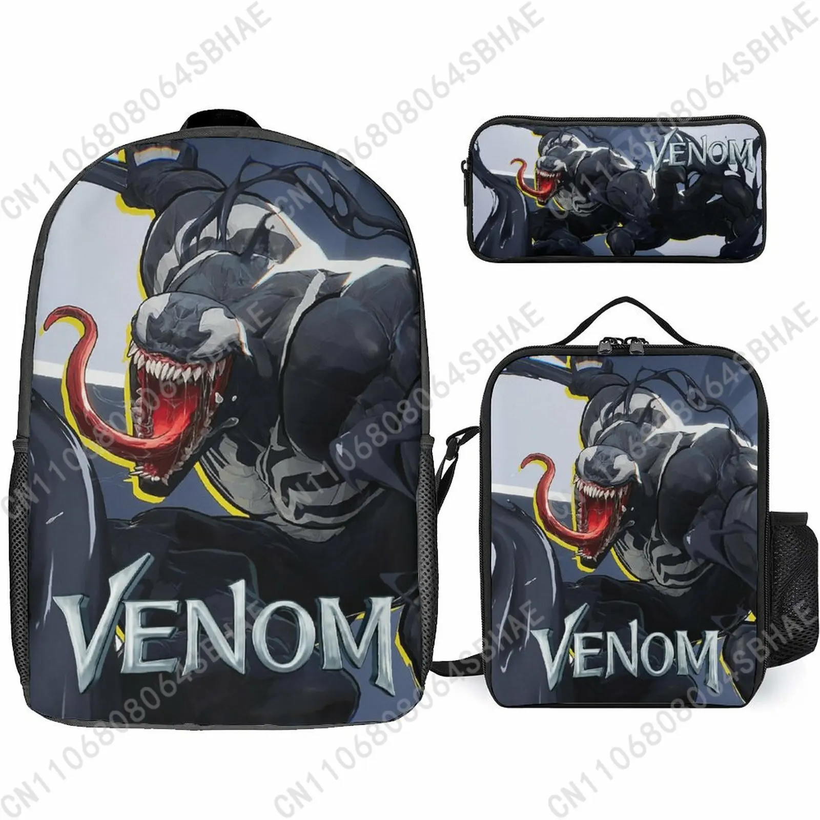 

Marvel Venom School Backpack For Teen Middle High School Students 3Pcs Bookbag Lunch Tote Bag Pencil Pouch Cosplay