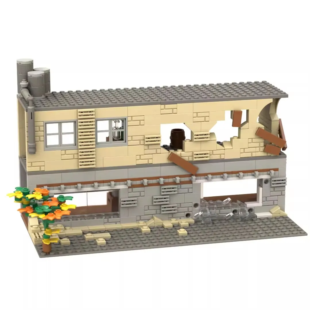 Abandonné ruiné MOC WW2 Pubg scènes de Base militaire Architecture blocs de construction ensemble adultes armée soldat Mini figurines jouets