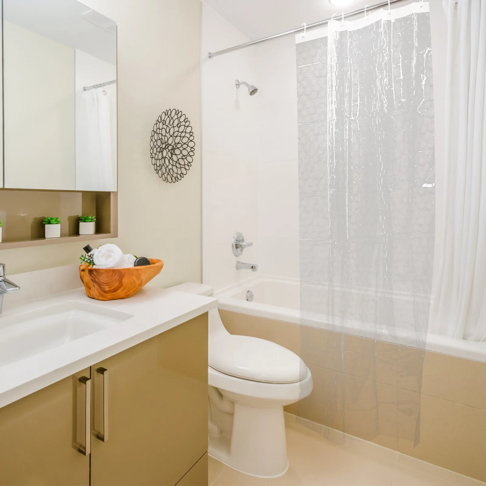 

Eva Waterproof Shower Curtain 3D Clear Decorative Bath Curtain Shower Partition for Bathroom Home Bath Curtains for Bathroom